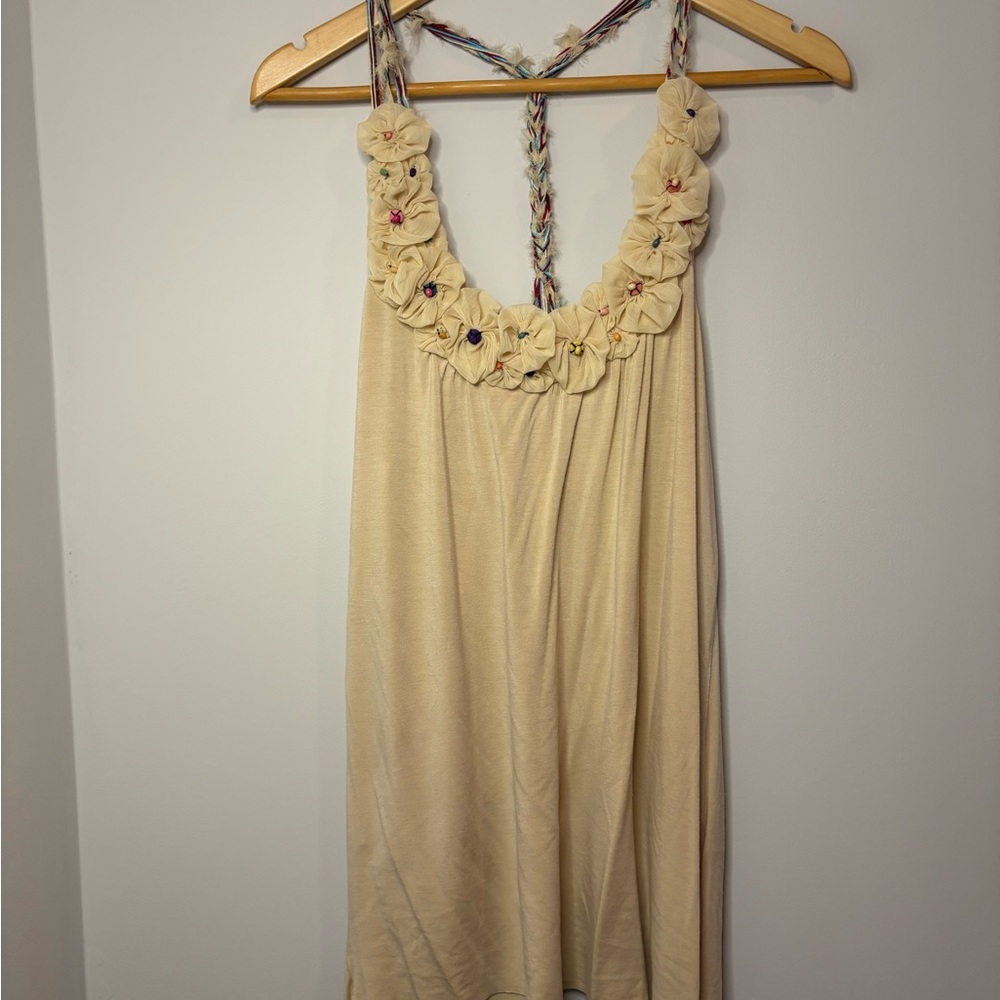 Rampage Cream Floral Embellished Tank Top